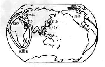 读"波斯湾石油外运航线图"回答下列问题.