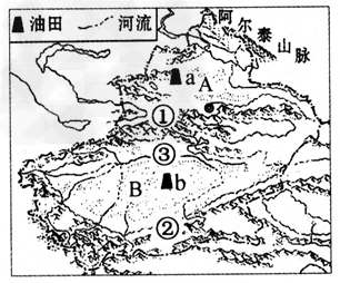 阅读下列材料及新疆地形,主要油田分布图,完成下列各.