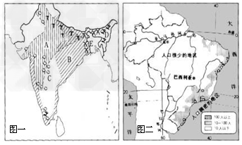 阅读印度和巴西的有关地图,回答问题.