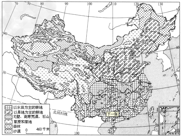 根据我国的主要土地利用类型,回答下列问题.