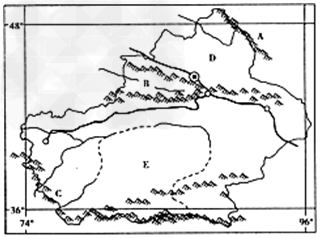 读"新疆地形图",回答下列问题.