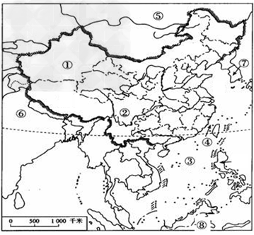 下图是中国空白政区图,读图回答下列问题:(1)北回归线图片