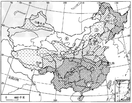 读图"我国干湿地区分布图",回答下列问题