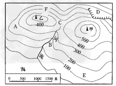 读等高线地形图,回答