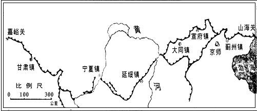 读明长城图,讨论回答下列问题