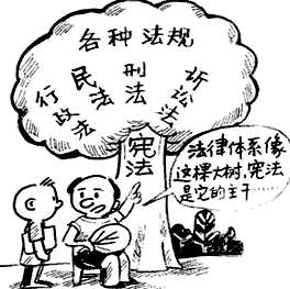 上边漫画表明:在我国法律体系中 [     ] A.宪法具有最高的法律效力和法律地位 B.宪法规定了我国公民的基本权利和义务 C.宪法与普通法律具有相同的 – 新东方在线网络课堂