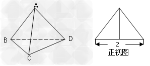 棱长为2的正四面体abcd(如图),其正视图是底边长为2的等腰三角