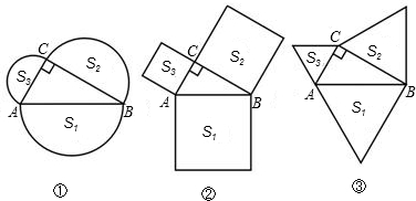 如图 分别以直角三角形abc三边为直径向外作三个半圆 其面积分别用s1 S2 S3表示 则不难证明s1 S2 S3 1 如图 分别以直角三角形 Abc三边为